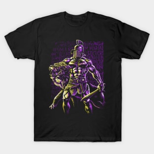 retro bodybuilder vs lion T-Shirt